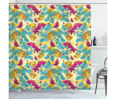 Abstract Leaf Butterfly Shower Curtain