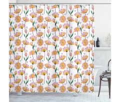 Watercolor Blooms Pastel Shower Curtain