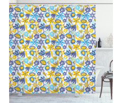 Chrysanthemum and Butterfly Shower Curtain