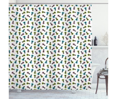 Pineapples in Triangles Shower Curtain