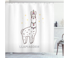 Cartoon Style Typography Shower Curtain