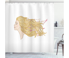 Young Lady with Hair Beads Shower Curtain