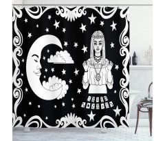 Vintage Cartoon Monochrome Shower Curtain