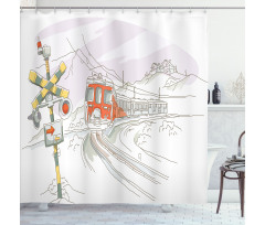 Train on the Tracks Rural Shower Curtain