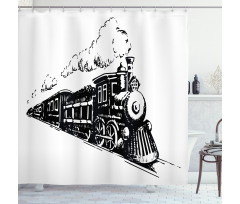 Retro Steam Locomotive Shower Curtain