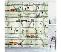 Roads Trains Locomotives Shower Curtain