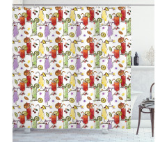 Colorful Watercolor Cocktails Shower Curtain