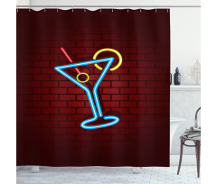 Cocktail Glass over Brick Wall Shower Curtain