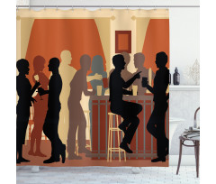 Night out with Friends Theme Shower Curtain