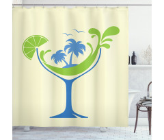 Cocktail Beach Bar with Glass Shower Curtain