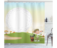 Little Boy Hitting the Ball Shower Curtain