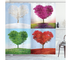 Heart Trees Pattern Shower Curtain