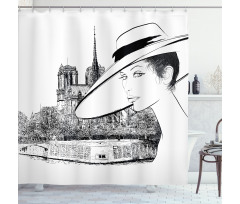 Sketch of a French Woman Shower Curtain