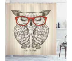 Owl with Be Smart Lettering Shower Curtain