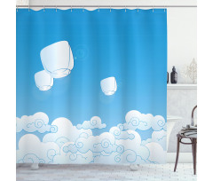 Lantern Floating Away in Sky Shower Curtain