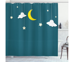 Moon Stars Hanging on Threads Shower Curtain