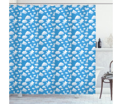 Clouds Duck Bear and Rabbit Shower Curtain