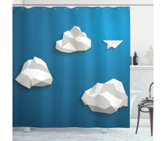 Plane Flying Between Polygons Shower Curtain