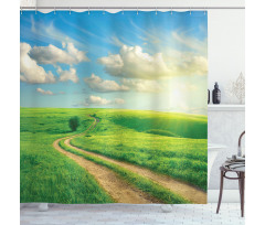Grassy Hill Sky Pathway Shower Curtain