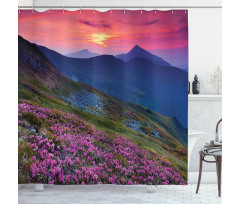 Floral Mountains Dusk Shower Curtain