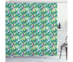 Fern and Monstera Leaves Shower Curtain
