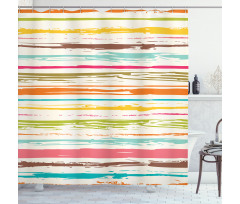 Horizontal Stripes Grunge Shower Curtain