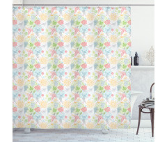 Birds and Flower Composition Shower Curtain