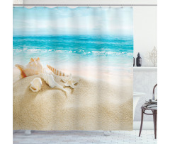 Pastel Beach Scene Shower Curtain