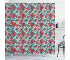 Animals and Flower Branches Shower Curtain