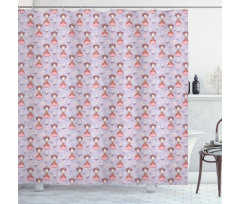 Girls with Teacups Floral Shower Curtain