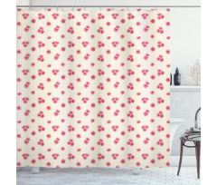 Rose Blossoms on Polka Dots Shower Curtain