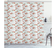 Wild Forest Animals Polka Dots Shower Curtain