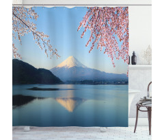 Japan Mountain and Sakura Shower Curtain
