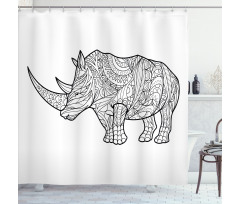 Animal Sketch with Flowers Shower Curtain