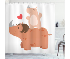 Mother and Calf with Heart Shower Curtain