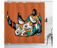 Colorful Animal Portrait Boho Shower Curtain