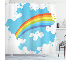 Clouds on Blue Swirl Lines Shower Curtain