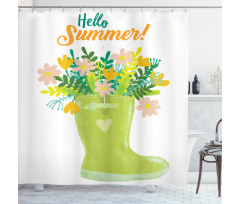 Green Tone Garden Boot Shower Curtain