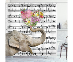 Floral Trunk Music Notes Shower Curtain