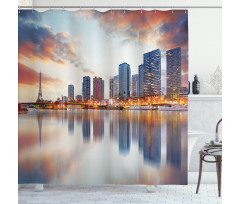 Buildings Dawn Reflection Shower Curtain
