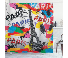 Contemporary Eiffel Tower Art Shower Curtain