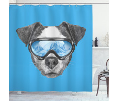 Skiing Cool Doggie Shower Curtain