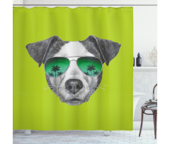 Dog with Glasses Tree Shower Curtain