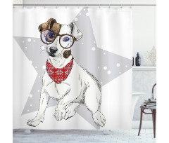 Sketch Style Terrier Shower Curtain