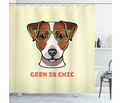 Dog in Smart Glasses Shower Curtain