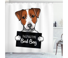 Dog Holding a Sign Shower Curtain