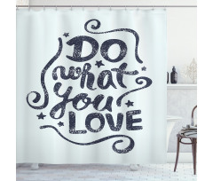 Lettering Blue Grunge Star Shower Curtain