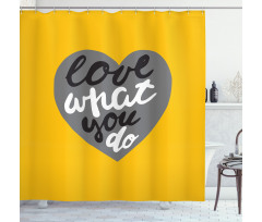 Greyscale Heart on Yellow Shower Curtain