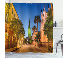 Street at Sunset Scene Shower Curtain