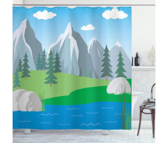 Cartoon Spring Scene Shower Curtain